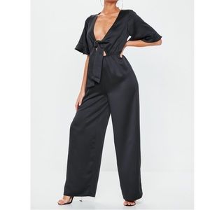 black satin kimono jumpsuit